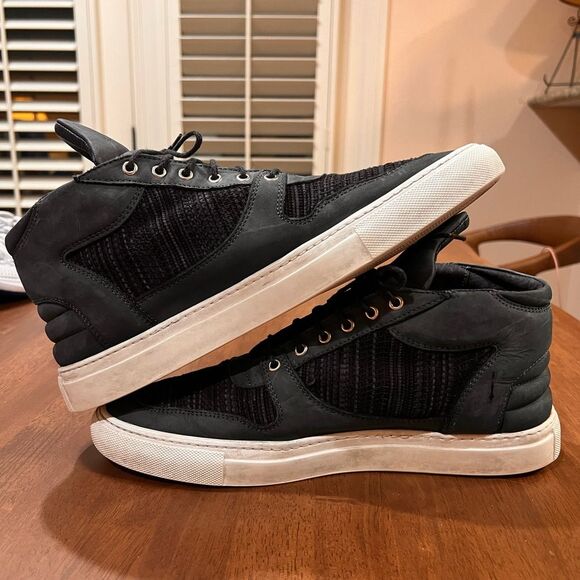 Filling Pieces High Top Sneakers US 11.5–12 Navy Suede Leather Handmade Portugal - Picture 6 of 14